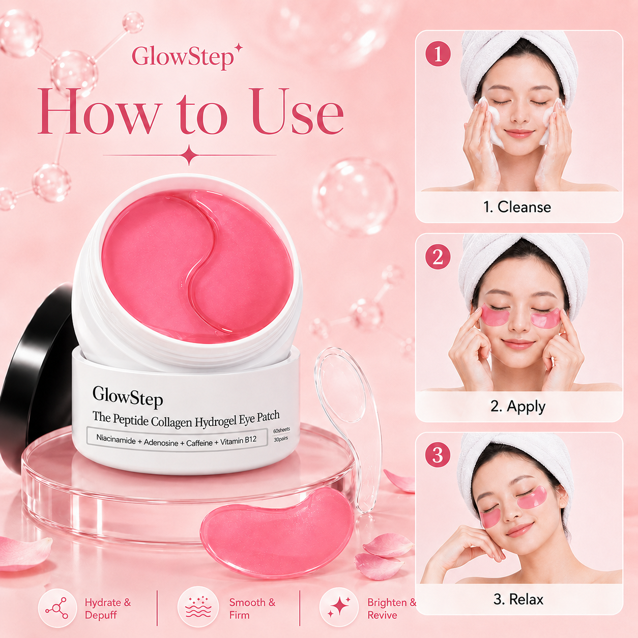 GlowStep - Peptide Collagen Hydrogel Eye Patches™